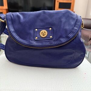 Elegant Royal Blue Leather Shoulder Bag